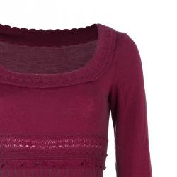 Pre Owned Azzedine Alaia Red Knit Skater Dress M