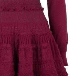 Pre Owned Azzedine Alaia Red Knit Skater Dress M