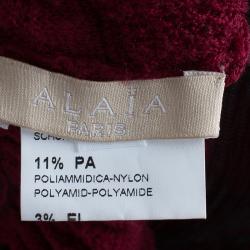 Pre Owned Azzedine Alaia Red Knit Skater Dress M