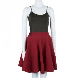 Azzedine Alaia Red Textured Skater Skirt M