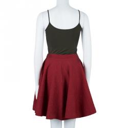 Azzedine Alaia Red Textured Skater Skirt M