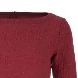 Pre Owned Azzedine Alaia Red Textured Peplum Top M