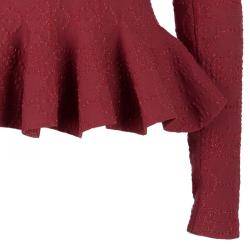 Pre Owned Azzedine Alaia Red Textured Peplum Top M
