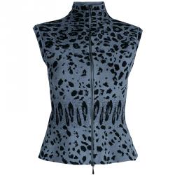Alaia Grey Leopard Print Sleeveless Jacket S