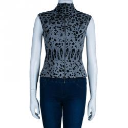 Alaia Grey Leopard Print Sleeveless Jacket S