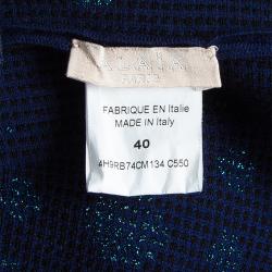 Pre Owned Alaia Navy Fit and Flare Dress M