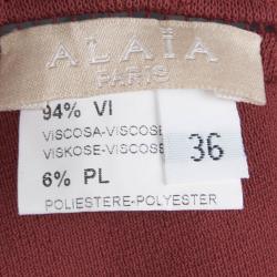 Pre Owned Alaia Burgundy Knit Sleeveless Paneled Maxi Dress  S