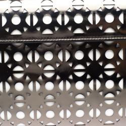 Pre Owned Alaia Metallic Grey Laser Cut Patent Leather Clutch