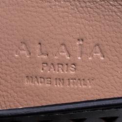 Pre Owned Alaia Black/Green Laser Cut Leather Mini Double Envelope Clutch