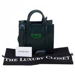 Balenciaga Dark Green Leather Mini All Afternoon Tote