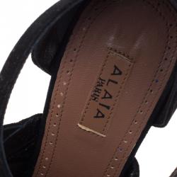Alaia Burgundy Python and Suede Cross Strap Peep Toe Sandals Size 36