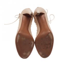 Pre Owned Azzedine Alaia Beige Leather Lace Up Gladiator Sandals Size 40