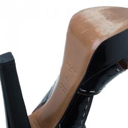 Pre Owned Azzedine Alaia Black Patent Criss Cross Ankle Strap Sandals Size 40