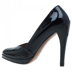 Pre Owned Azzedina Alaia Black Patent Almond Toe Pumps Size 37