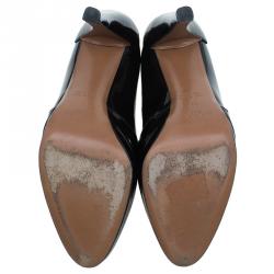 Pre Owned Azzedina Alaia Black Patent Almond Toe Pumps Size 37