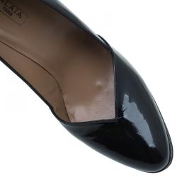 Pre Owned Azzedina Alaia Black Patent Almond Toe Pumps Size 37