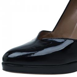 Pre Owned Azzedina Alaia Black Patent Almond Toe Pumps Size 37