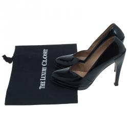 Pre Owned Azzedina Alaia Black Patent Almond Toe Pumps Size 37