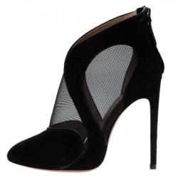 Pre Owned Azzedine Alaia Black Suede and Mesh Ankle Boots Size 38