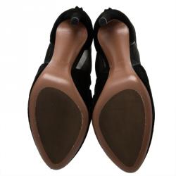 Pre Owned Azzedine Alaia Black Suede and Mesh Ankle Boots Size 38