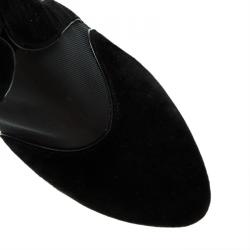 Pre Owned Azzedine Alaia Black Suede and Mesh Ankle Boots Size 38