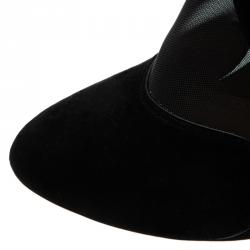 Pre Owned Azzedine Alaia Black Suede and Mesh Ankle Boots Size 38