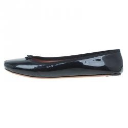 Pre Owned Azzedine Alaia Black Patent Ballet Flats Size 40