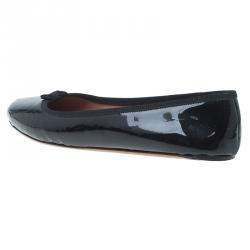 Pre Owned Azzedine Alaia Black Patent Ballet Flats Size 40