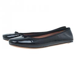 Pre Owned Azzedine Alaia Black Patent Ballet Flats Size 40