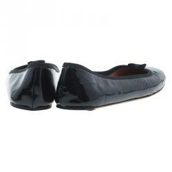 Pre Owned Azzedine Alaia Black Patent Ballet Flats Size 40