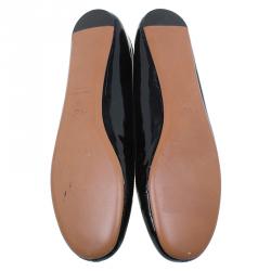 Pre Owned Azzedine Alaia Black Patent Ballet Flats Size 40