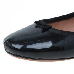 Pre Owned Azzedine Alaia Black Patent Ballet Flats Size 40