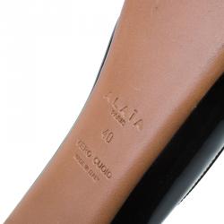 Pre Owned Azzedine Alaia Black Patent Ballet Flats Size 40