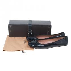 Pre Owned Azzedine Alaia Black Patent Ballet Flats Size 40