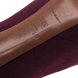 Pre Owned Azzedine Alaia Burgundy Suede Peep Toe Platform Pumps Size 38.5
