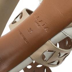 Pre Owned Azzedine Alaia Cream Cut Out Ankle Strap Platform Sandals Size 38