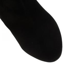 Pre Owned Alaia Black Suede Chamois Platform Ankle Boots Size 39
