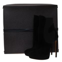 Pre Owned Alaia Black Suede Chamois Platform Ankle Boots Size 39