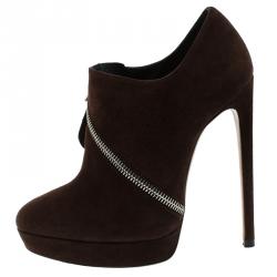 Alaia Mocha Brown Suede Platform Ankle Boots Size 36