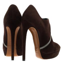 Alaia Mocha Brown Suede Platform Ankle Boots Size 36