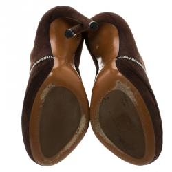 Alaia Mocha Brown Suede Platform Ankle Boots Size 36