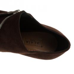 Alaia Mocha Brown Suede Platform Ankle Boots Size 36