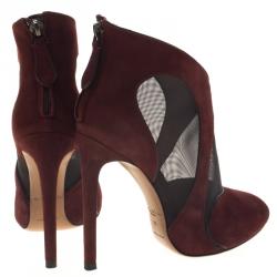 Alaia Maroon Suede and Mesh Ankle Boots Size 35