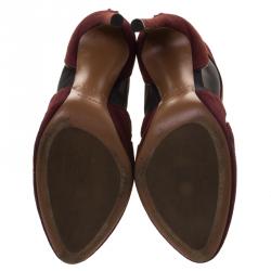Alaia Maroon Suede and Mesh Ankle Boots Size 35