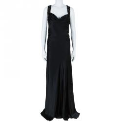 Pre Owned Alberta Ferretti Black Embellished Evening Gown L