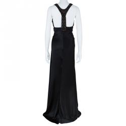 Pre Owned Alberta Ferretti Black Embellished Evening Gown L