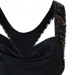 Pre Owned Alberta Ferretti Black Embellished Evening Gown L