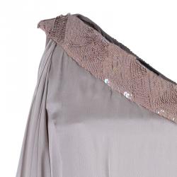Alberta Ferretti Nude One Shoulder Top M