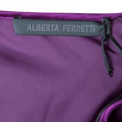 Pre Owned Alberta Ferretti Purple Tiered Silk Dress M