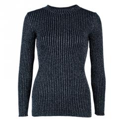 Pre Owned Alberta Ferretti Black Metallic Ribbed Top S